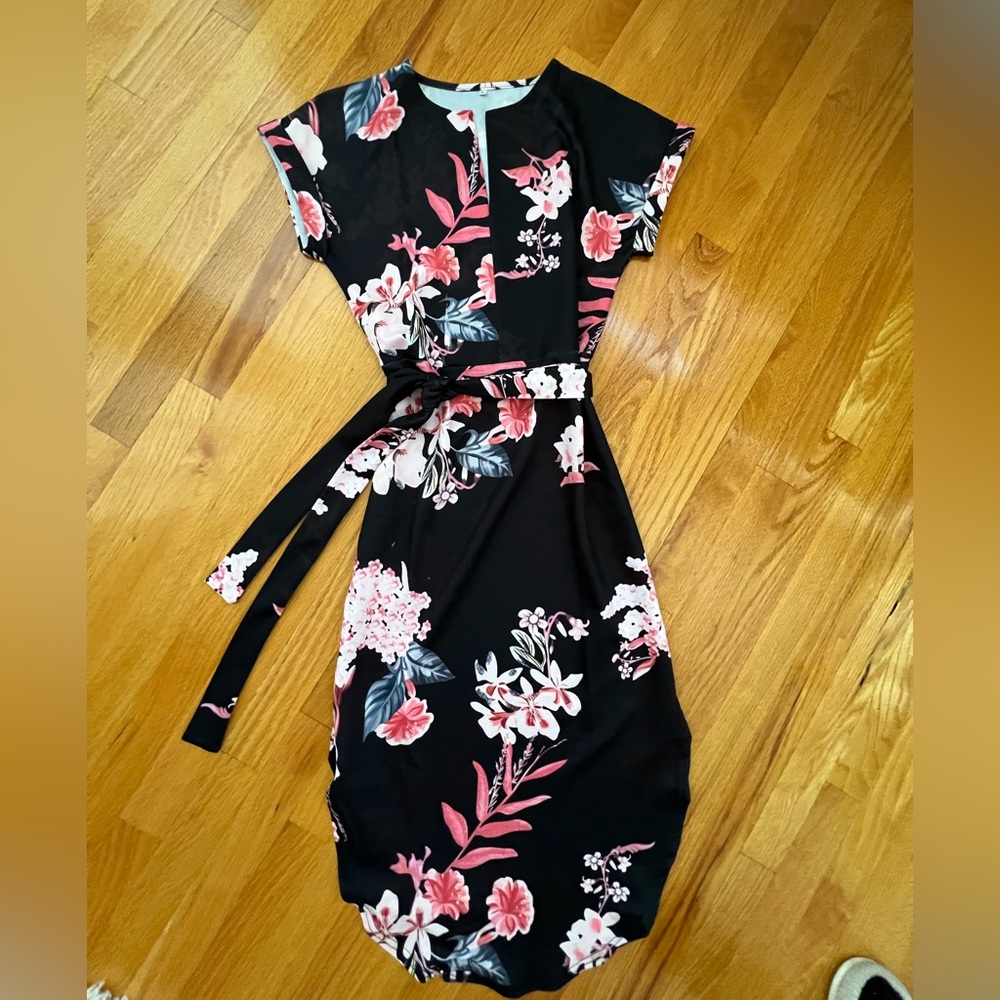 Floral Black and Pink Dress